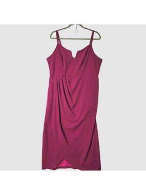 Bloom Chic Midi Summer Party Dress Womens Sz14/16 Ruched Front  Ruby NWT